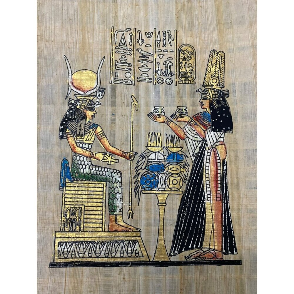 Handcrafted Egyptian Papyrus Art Print With Deities &‎ Hieroglyphics Certificate